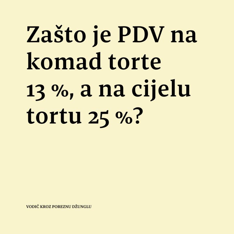 Zašto je PDV na komad torte 13%, a na cijelu tortu 25%?